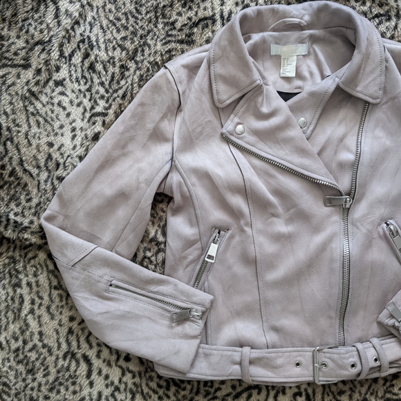 Pink suede moto jacket - Picture 5 of 7